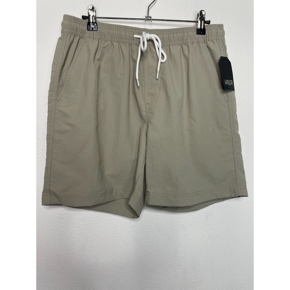 Valor Collective Small Nylon Everyday Shorts Khaki Drawstring Waist Pockets New - Picture 1 of 10